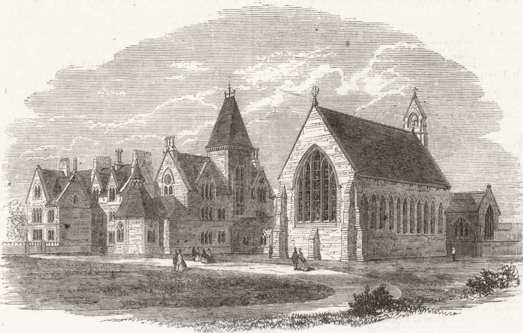 WALES. Christ's College, Brecon, South Wales 1865 old antique print picture